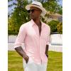 imageCOOFANDY Mens Long Sleeve Button Down Shirts Casual Cotton Linen Shirts Summer Beach Shirt with PocketPink