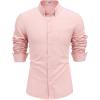 imageCOOFANDY Mens Long Sleeve Button Down Shirts Casual Cotton Linen Shirts Summer Beach Shirt with PocketPink