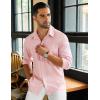 imageCOOFANDY Mens Long Sleeve Button Down Shirts Casual Cotton Linen Shirts Summer Beach Shirt with PocketPink