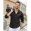 imageCOOFANDY Mens Long Sleeve Button Down Wrinkle Free Shirt Casual Untucked Stretch Dress ShirtsBlack Onyx