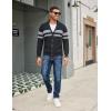 imageCOOFANDY Mens Shawl Collar Cardigan Sweater Slim Fit Cable Knit Button up Sweater with PocketsStripesdark Gray on Black