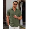imageCOOFANDY Mens Short Sleeve Button Down Casual Shirts for Men Summer Untucked ShirtsChive
