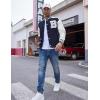 imageCOOFANDY Mens Varsity Jacket Wool Blend Letterman Bomber Jacket Baseball Lightweight JacketNavy Blue