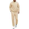 imageCOOFANDY 2 Piece Set for Men Casual 14 Zip Track Suits Set Long Sleeve Quarter Pullover Jogging Suits 2025 Fashion OutfitsLight Khaki