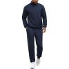 imageCOOFANDY 2 Piece Set for Men Casual 14 Zip Track Suits Set Long Sleeve Quarter Pullover Jogging Suits 2025 Fashion OutfitsNavy Blue