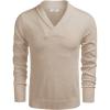 imageCOOFANDY Men Casual Knitted Sweaters Shawl Collar Dress Sweater Long Sleeve VNeck Pullover TopsApricot