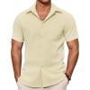 imageCOOFANDY Mens Casual Button Down Shirts Short Sleeve Summer Beach Vacation ShirtsBeige