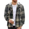 imageCOOFANDY Mens Flannel Hoodie Plaid Shirt Long Sleeve Button Down Casual Shirt Jacket Lightweight Fall ShacketPlaidlight Khaki