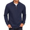 imageCOOFANDY Mens Fleece Quarter Zip Pullover Long Sleeve Mock Neck SweatshirtNavy Blue
