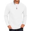imageCOOFANDY Mens Fleece Quarter Zip Pullover Long Sleeve Mock Neck SweatshirtWhite