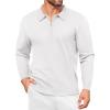 imageCOOFANDY Mens Knit Polo Shirt Quarter Zip Slim Fit Pullover Long Sleeve Sweater PoloWhite