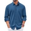 imageCOOFANDY Mens Long Sleeve Casual Button Down Shirt Wrinkle Free Untucked Dress ShirtsDeep Blue
