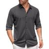 imageCOOFANDY Mens Long Sleeve Dress Shirt Casual Button Down Shirts Wrinkle Free Untucked ShirtDark Grey