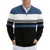 imageCOOFANDY Mens Quarter Zip Pullover Slim Fit Lightweight Knit Pullover Sweaters Casual Polo SweaterStripeblueblackwhite