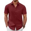 imageCOOFANDY Mens Short Sleeve Button Down Casual Shirts for Men Summer Untucked ShirtsScarlet Sage