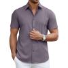 imageCOOFANDY Mens Short Sleeve Dress Shirts Casual Button Down Wrinkle Free Regular Fit Business Untucked ShirtsGranite Gray