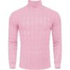 imageCOOFANDY Mens Slim Fit Turtleneck Sweater Casual Twisted Knitted Pullover SweatersLight Pink