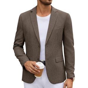 imageCOOFANDY Mens Casual Blazer Lightweight Unlined Sport Coat Regular Fit Two Button Suit JacketBrown