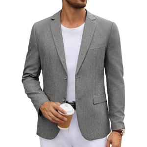 imageCOOFANDY Mens Casual Blazer Lightweight Unlined Sport Coat Regular Fit Two Button Suit JacketGray