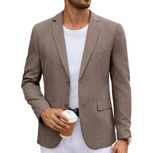imageCOOFANDY Mens Casual Blazer Lightweight Unlined Sport Coat Regular Fit Two Button Suit JacketKhaki