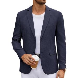 imageCOOFANDY Mens Casual Blazer Lightweight Unlined Sport Coat Regular Fit Two Button Suit JacketNavy Blue