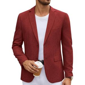 imageCOOFANDY Mens Casual Blazer Lightweight Unlined Sport Coat Regular Fit Two Button Suit JacketRed