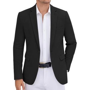 imageCOOFANDY Mens Casual Blazer One Button Sports Coat Tweed Herringbone Suit Jackets Formal Dress BlazersBlack
