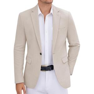 imageCOOFANDY Mens Casual Blazer One Button Sports Coat Tweed Herringbone Suit Jackets Formal Dress BlazersLight Khaki
