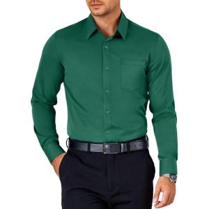 imageCOOFANDY Mens Dress Shirt Long Sleeve Button Down Shirts Business Casual Wrinkle Free Shirts with PocketBright Green