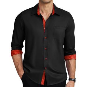 imageCOOFANDY Mens Dress Shirts Long Sleeve Button Down Shirts Untucked WrinkleFree Business Casual ShirtsBlack