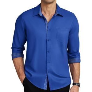 imageCOOFANDY Mens Dress Shirts Long Sleeve Button Down Shirts Untucked WrinkleFree Business Casual ShirtsOcean