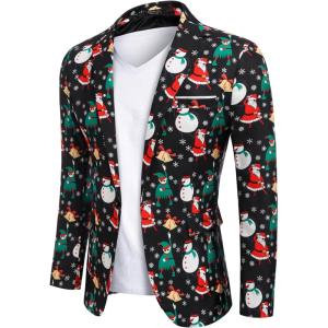 imageCOOFANDY Mens Halloween Blazer Jacket One Button Christmas Sport Coat Halloween Party Holiday JacketChristmas Blazer  Xmas Party