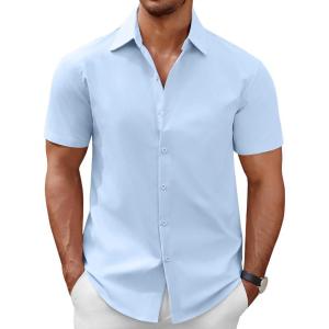 imageCOOFANDY Mens Short Sleeve Button Down Casual Shirts for Men Summer Untucked ShirtsAngel Falls