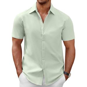 imageCOOFANDY Mens Short Sleeve Button Down Casual Shirts for Men Summer Untucked ShirtsSea Foam