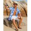 imageCOOFANDY Mens Hawaiian Shirt Short Sleeve Button Down Shirts Tropical Floral Summer Beach ShirtsLight Blue  White Floral