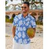 imageCOOFANDY Mens Hawaiian Shirt Short Sleeve Button Down Shirts Tropical Floral Summer Beach ShirtsLight Blue  White Floral