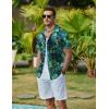 imageCOOFANDY Mens Hawaiian Shirts Short Sleeve Button Down Aloha Shirt Casual Beach ClothesBlack Blue  Green Leaf