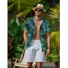 imageCOOFANDY Mens Hawaiian Shirts Short Sleeve Button Down Aloha Shirt Casual Beach ClothesBlack Blue  Green Leaf