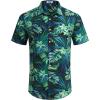 imageCOOFANDY Mens Hawaiian Shirts Short Sleeve Button Down Aloha Shirt Casual Beach ClothesBlack Blue  Green Leaf