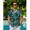 imageCOOFANDY Mens Hawaiian Shirts Short Sleeve Button Down Aloha Shirt Casual Beach ClothesBlack Blue  Green Leaf