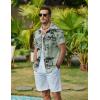 imageCOOFANDY Mens Hawaiian Shirts Short Sleeve Button Down Aloha Shirt Casual Beach ClothesCeladon Green Palm Tree