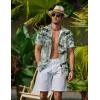 imageCOOFANDY Mens Hawaiian Shirts Short Sleeve Button Down Aloha Shirt Casual Beach ClothesCeladon Green Palm Tree