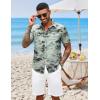 imageCOOFANDY Mens Hawaiian Shirts Short Sleeve Button Down Aloha Shirt Casual Beach ClothesCeladon Green Palm Tree