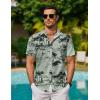 imageCOOFANDY Mens Hawaiian Shirts Short Sleeve Button Down Aloha Shirt Casual Beach ClothesCeladon Green Palm Tree