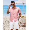imageCOOFANDY Mens Hawaiian Shirts Short Sleeve Button Down Aloha Shirt Casual Beach ClothesPink