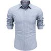 imageCOOFANDY Mens Long Sleeve Button Down Shirt Casual Untucked Shirts for Men Oxford Dress ShirtsWhiteblue Stripe