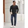imageCOOFANDY Mens Long Sleeve Polo Shirts Casual Button Collared Shirts Raglan Golf T ShirtBlack