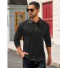 imageCOOFANDY Mens Long Sleeve Polo Shirts Casual Button Collared Shirts Raglan Golf T ShirtBlack