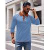 imageCOOFANDY Mens Long Sleeve Polo Shirts Casual Button Collared Shirts Raglan Golf T ShirtBlue