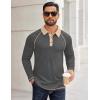 imageCOOFANDY Mens Long Sleeve Polo Shirts Casual Button Collared Shirts Raglan Golf T ShirtDark Grey